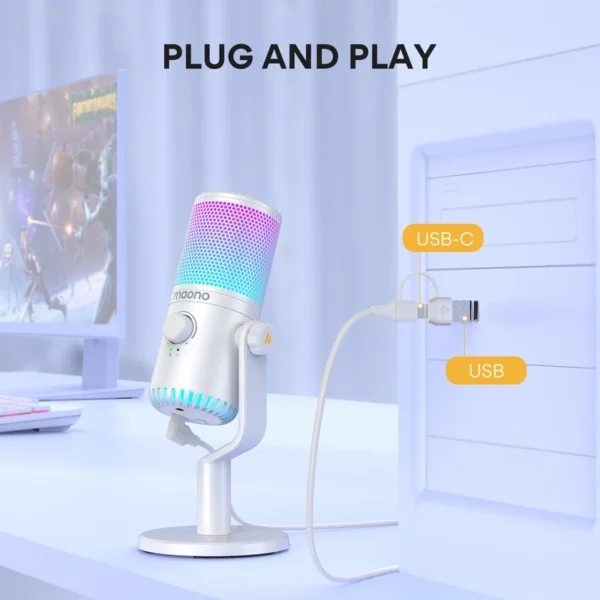 Manon DM 30RGB Microphone Desktop Gaming Voice Recording Box Live Streaming Device Noise Reduction USB Receiver Flash Microphone - Image 5