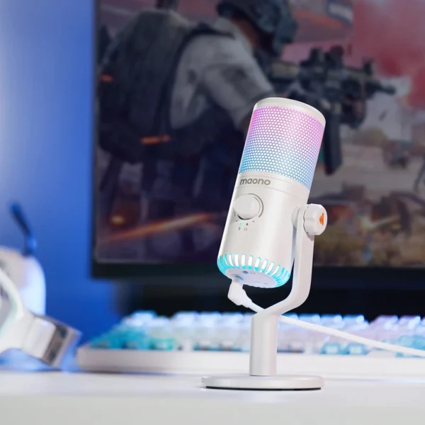 Manon DM 30RGB Microphone Desktop Gaming Voice Recording Box Live Streaming Device Noise Reduction USB Receiver Flash Microphone